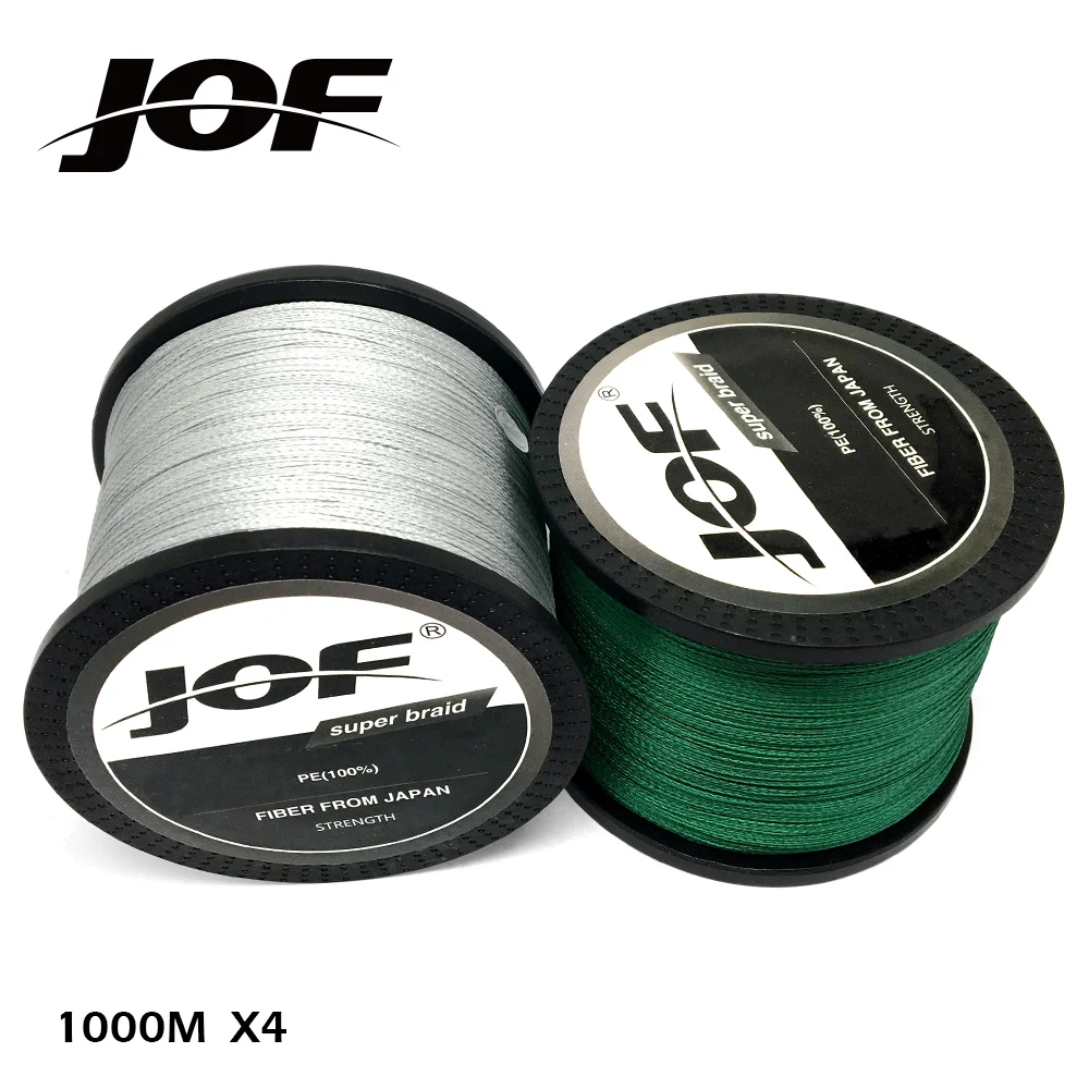 JOF العلامة التجارية خيط صنارة الصيد 1000 M PE المتعددة الشعيرات مضفر خيط صنارة صيد 4 السواحل 10lb-80lb الكارب خيط صيد الحبل الصيد معالجة