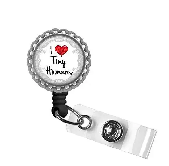 I Love Tiny Human серебряная Выдвижная идентификационная бирка бейдж катушка 10
