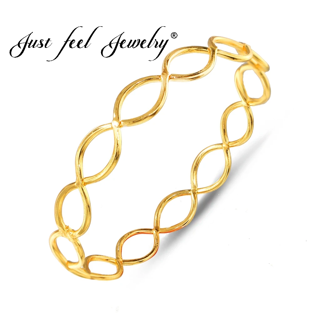 

JUST FEEL 2018 Fashion Infinity Gold Color Bracelets for Women Twisted Infinity Number 8 Unique Bangles Party Jewelry Accessory