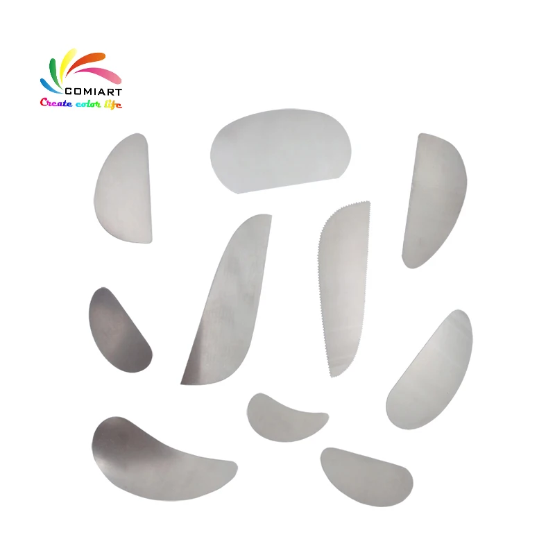 

10PCS Pottery Clay Steel Scraper for Polymer Clay Scraper Pottery Tools Steel Cutter Ceramic Tools Steel Serrated Scraper