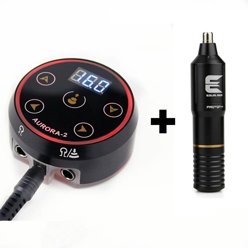 Golden Kits Professional Powerful Tattoo Kit Hybird Rotary Tattoo Machine Pen Motor Strong Quiet and Aurora II LCD Power Tattoo Kits - Цвет: Golden Kits