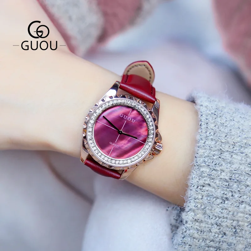 

Classical Retro Luxury Crystal Women's Watches Genuine Leather Ladies Dress Casual Wristwatch Female Leisure Watch reloj mujer
