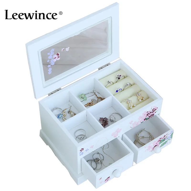 

Leewince Custom Jewelry Storage Box Makeup Jewelry Organizer Wood Square Choker Ring Necklace Storage Case ,Support OEM & ODM