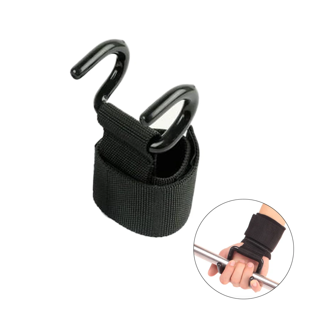 

Adjustable Strong Steel Hook Grips Straps Weight Lifting Hook Strength Training Black Wrist Support Tools Gym Hook