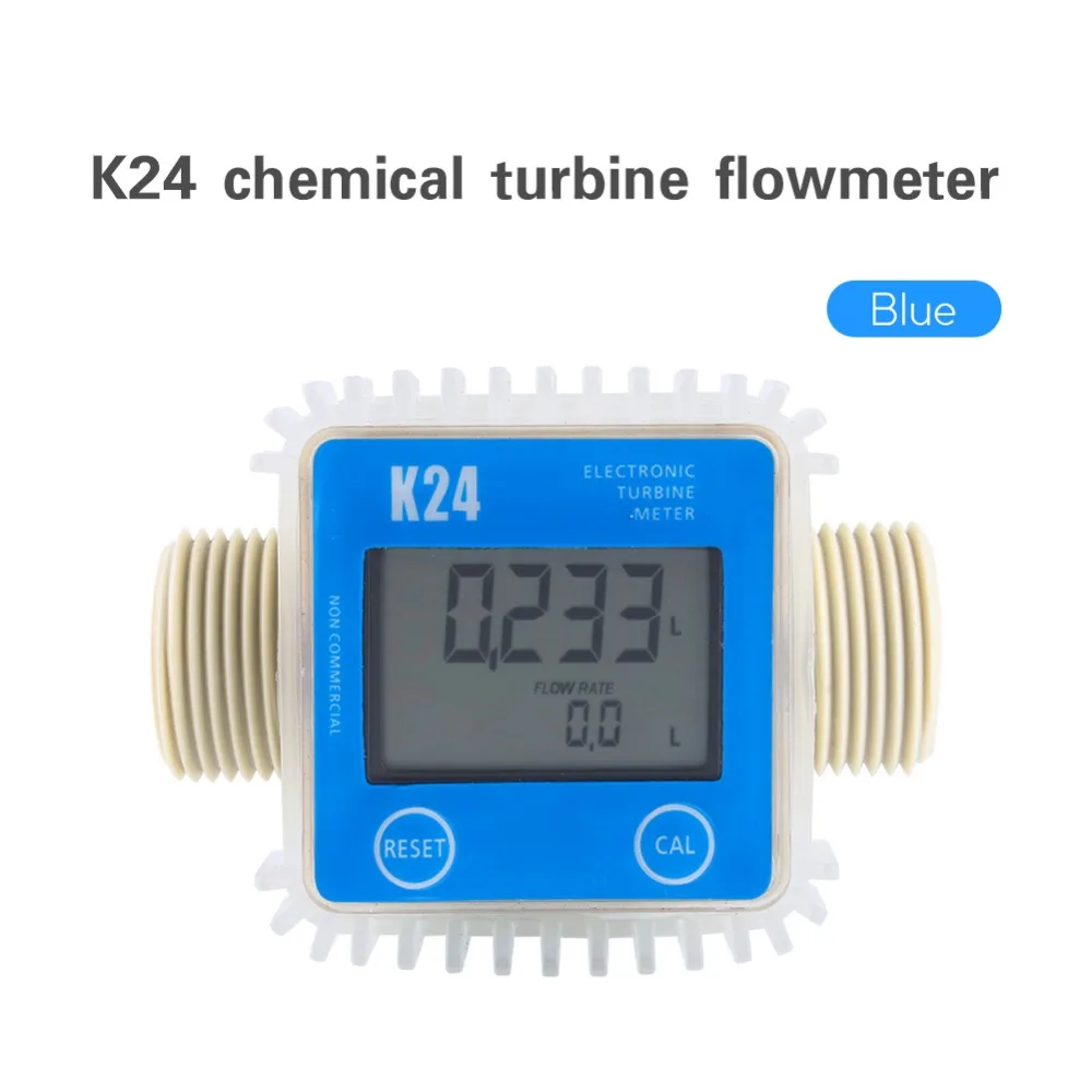 

K24 Turbine Digital Diesel Fuel Flow Meter LCD Display Tester 10-120L / MIN for Chemicals Liquid Flowmeter Water Meter Rotameter