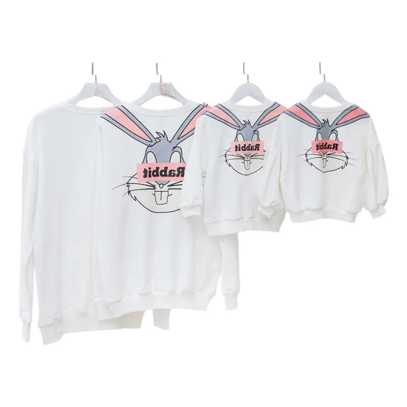 

Family Match Outfits Long Sleeve Rabbit Design Sweatershirts Mother and Daughter Clothes Fall Autumn Cotton Hoodies H0198
