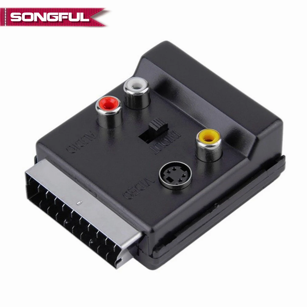 

20 Pin SCART Male to 3 RCA Female S-Video Audio Video Adapter Cable Connector SCART Plug to 3RCA Jack S Video AV TV Converter