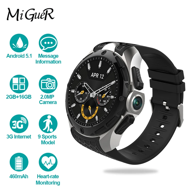 

Original ALLCALL W2 MTK6580 Quad-core 2GB+16GB 2MP Camera 1.39-Inch Nano SIM WIFI BT4.0 GPS IP68 Waterproof 3G Smart Watch Phone