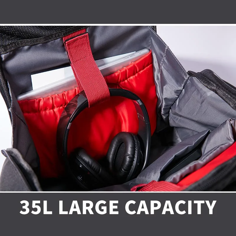 KALIDI, водонепроницаемые мужские рюкзаки 35L, большая вместительность, многофункциональные дорожные сумки для 15,6 дюймов, сумки для ноутбуков, однотонные черные школьные сумки