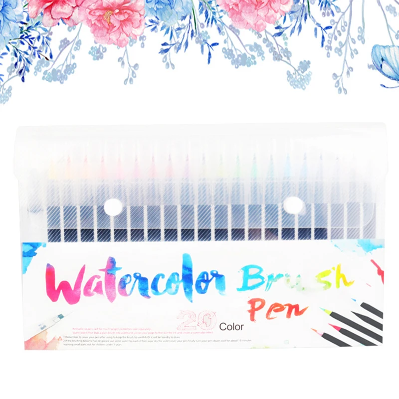 

20 Colors/Set Creative Watercolor Brush Pen Drawing Soft Head Artiste Painting Hand-painted Watercolour DIY Brushes Fountain Pen