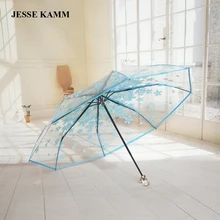 JESSE KAMM Новые Дамские женские непромокаемые компактные дорожные безопасные Прозрачные зонтики для женщин прозрачные полностью автоматические