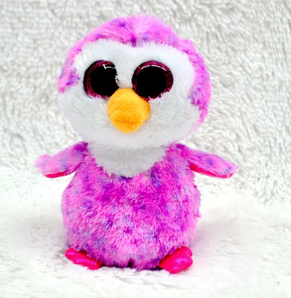 TY Beanie Boos Pink Penguin Big eyes Stuffed Plush Animals doll one