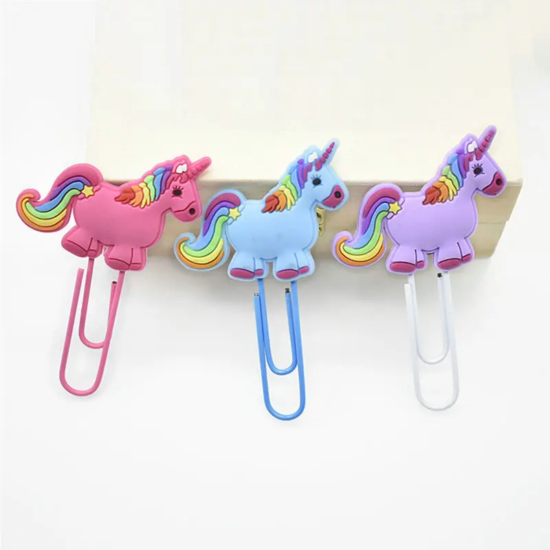 

3 pcs/lot Creative Unicorn Bookmark Paper Clips Kawaii Animal Book Markers for Books Kids Student Gift Office School Stationery