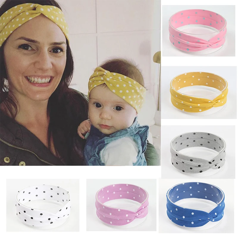 

Cute Tie Knot Dot Baby Girl Headbands Hair Accessories Cotton Children Girls Elastic Hair Bands Headwrap Turban Baby Headband
