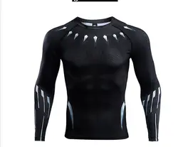 Рукав реглан черная пантера 3D футболки с принтом Для мужчин сжатия рубашки 2018 Новый Crossfit топы для мужской бодибилдинг Костюмы