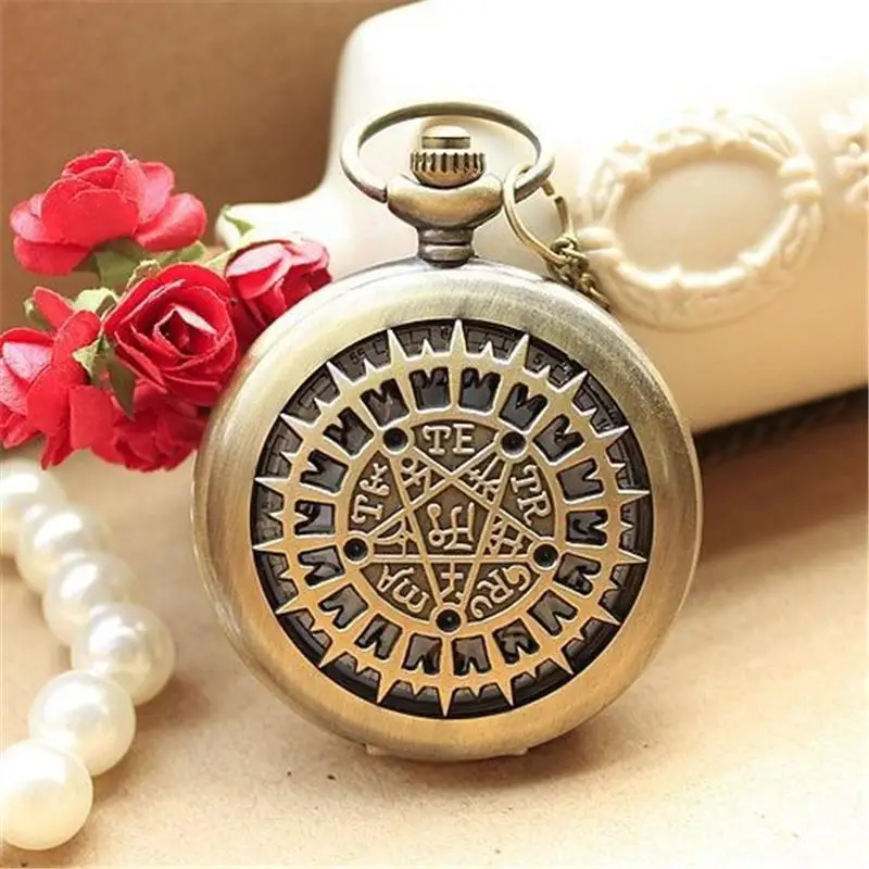 Bronze Antique Vintage Spider Web Hollow Pendant Necklace Quartz font b Steampunk b font Pocket font