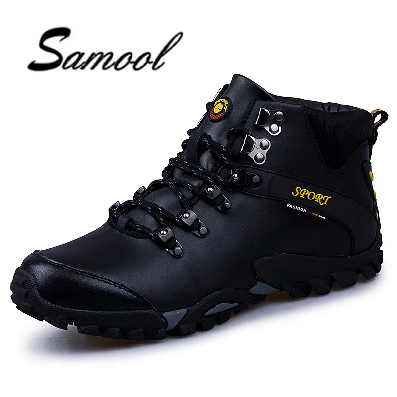 Samool Brand Men's Winter Shoes Martin Winter Snow Lace Up High Top Leather Boots Size 38-45 Warm Plus Size Men Shoes XX4