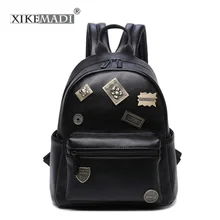 XKMD Famous Brand Mini Backpack Women Rivet Backpacks Solid Vintage Girls School Bags Black PU Leather Women Backpack