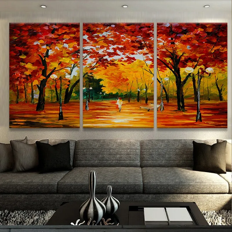 Canvas Oil Print Painting 3 Panel Wall Art Picture The Street Scene In