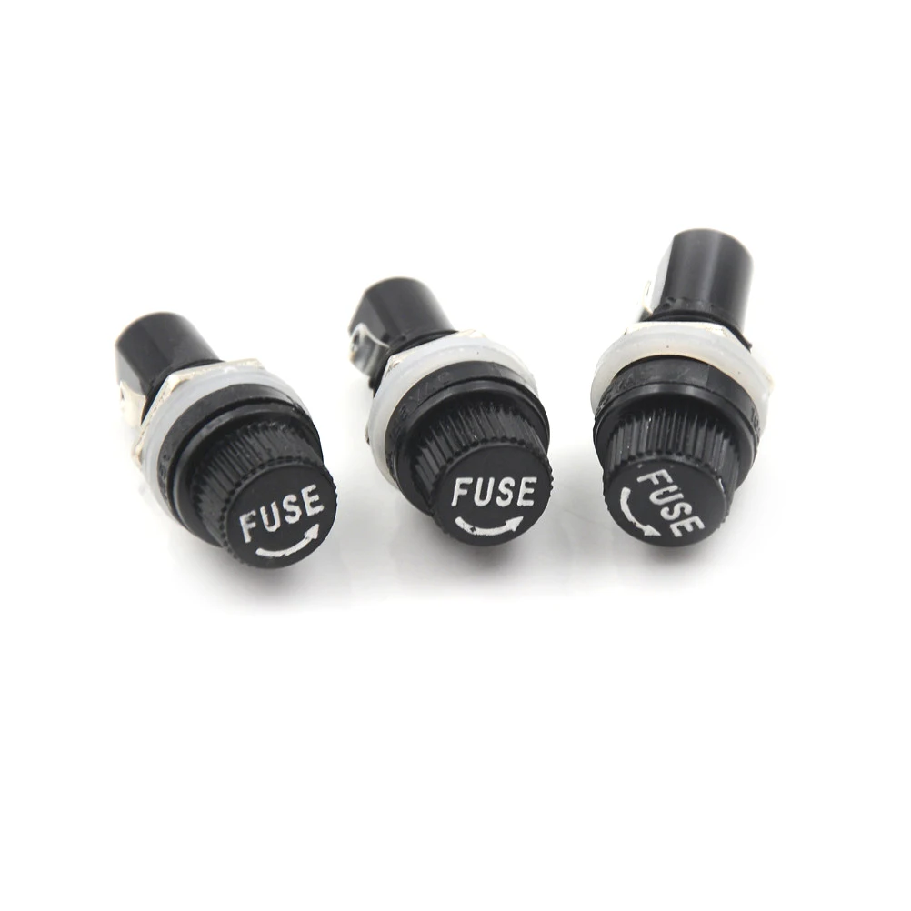 

10x Glass Fuse Holders 5x20 Black Insurance Tube Socket Fuse Holder For 5*20 Insurance Panel Mount Fuse Holder 5*20mm