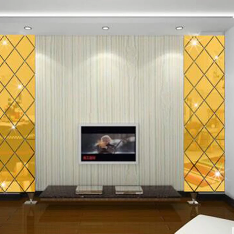 

Acrylic Rhombus Mirror Wall Sticker DIY Art Wall Decor Wall Stickers Living Room Decoration Decorative Mirror Sticker