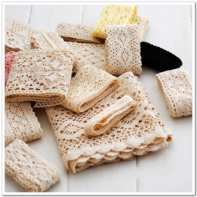 

1-4CM 20yard /lot Beige cotton lace accessories DIY manual