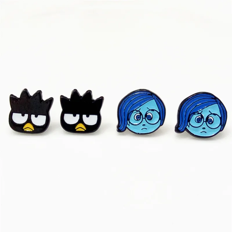 cheap Classic Anime Cartoon Badtz maru Stud Earrings Hiphop Creative Novelty Cute Charm Jewelry Party Chic Alloy Woman Black Blue