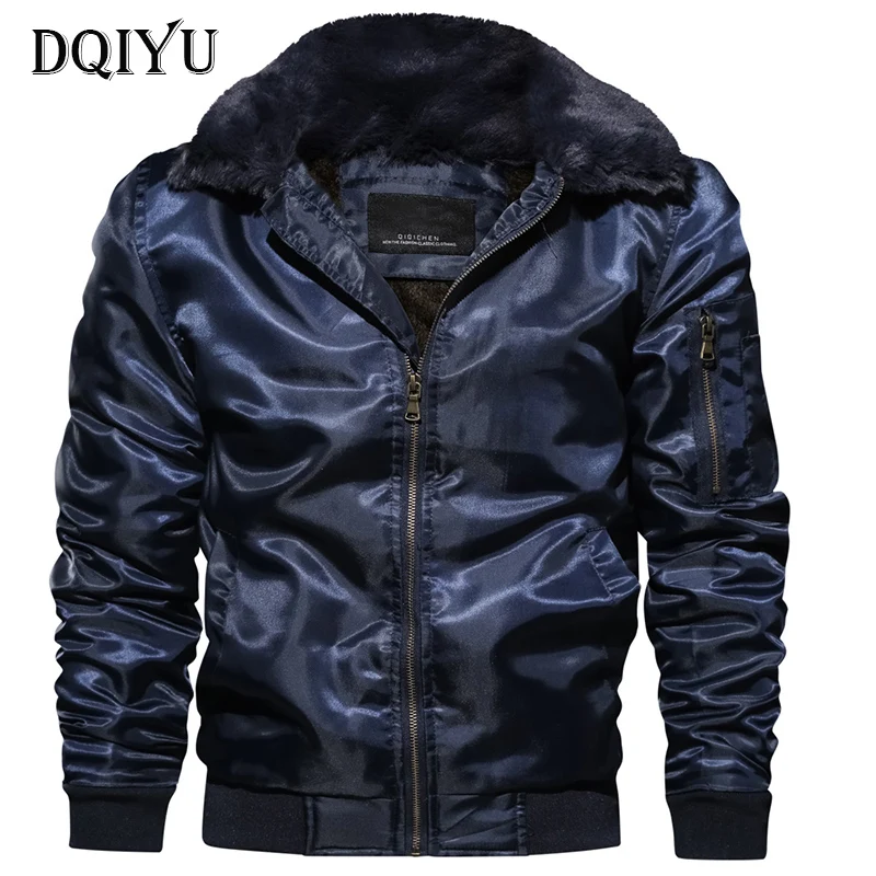 

Europe/US Size New Motorcycle Biker Jacket Men Winter Fleece Warm Bomber Jacket Fur Collar Military Male Coat Army Green Jacket