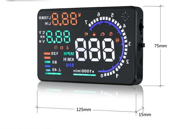 " большой экран Авто HUD Дисплей км/ч MPH Overspeed Предупреждение лобовое стекло Сигнализация Подходит OBD-2 E-obd