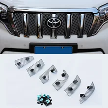Super Quality Stainless Steel 6pcs/set Car Racing Grills For Toyota Land Cruiser Prado 2014-2016 Front Grill Grille Cover Trim