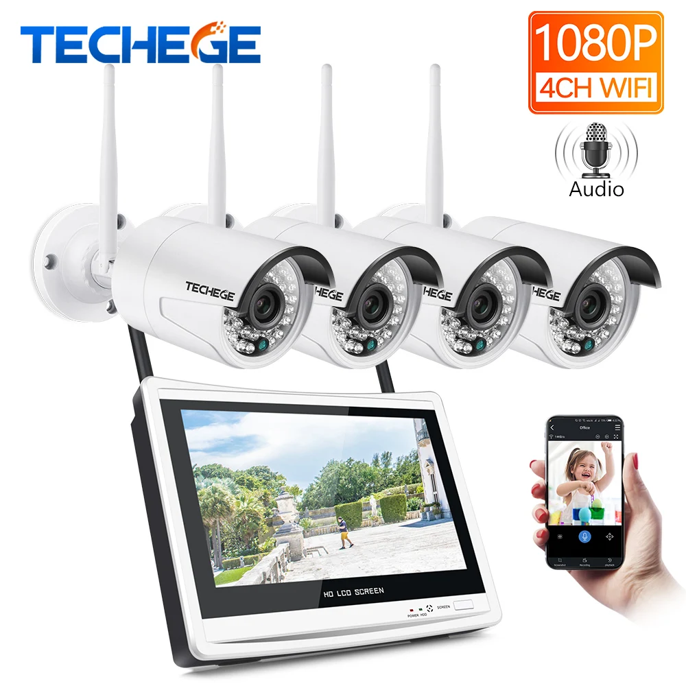 Techege 4CH Wireless 1080P NVR Kit HD 12