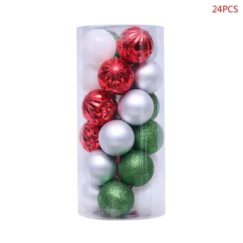 24 шт 40 мм Рождественские шары вечерние новогодняя елка с игрушками Украшение подвесное украшение Рождественские украшения для домашнего праздника Новогодний подарок - Цвет: As picture shown