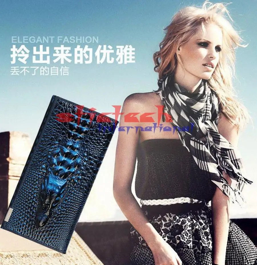 Frauen Crocodile Ems Red Wallet Geldscheinklammer Black red Stücke Dhl Carteira Geldbörse Kopf Feminina 100 3d purple dark Pu blue Oder Durch gold Designer Damentasche Leder Lange XEAqwB0