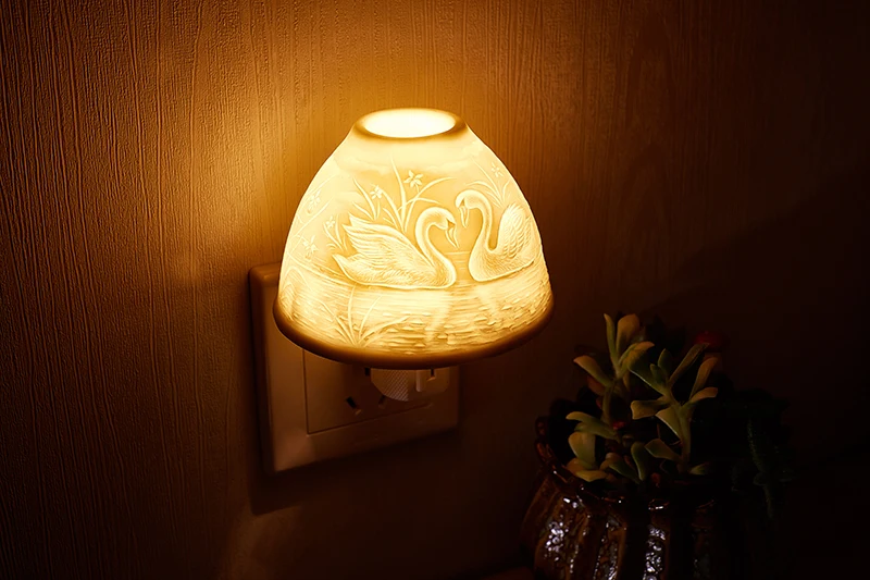 Conduziu a Luz da Noite em Casa Interior da ue Nordic Simples Cerâmica Branca - Eua Plug Iluminação Bebê Sono Leve Romântico Presente Fragrância Lâmpada no 29 UE EUA plug iluminação bebê sono leve