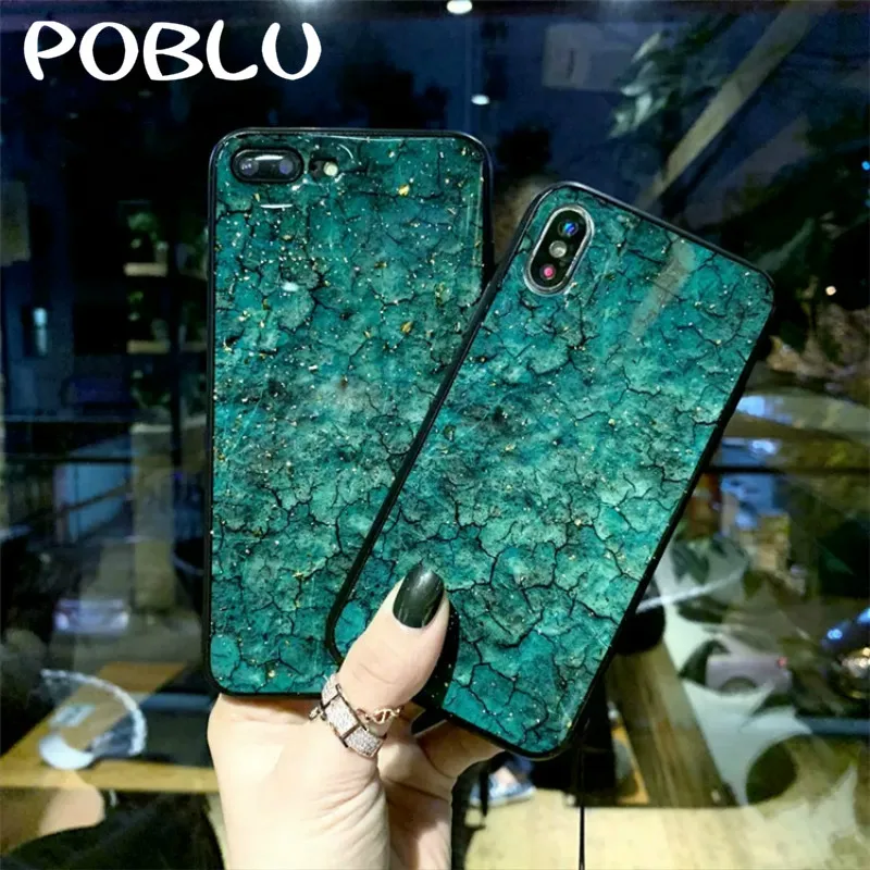 POBLU Luxury Emerald Foil Bling Marble Phone Cases For iPhone XR XS MAX