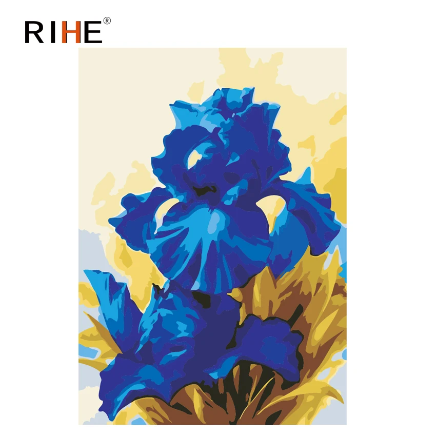 

RIHE Morning Glory Diy Painting By Number Blue Flower Oil Painting Cuadros Decoracion Acrylic Paint On Canvas Modern Wall Art