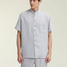 Шанхай история короткий рукав Китайская традиционная мужская одежда белая рубашка для кунг-фу для мужчин китайский топ для мужчин Свободная Рубашка Серый