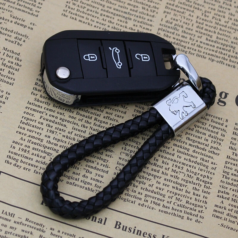 

Metal keychain car logo keychain key ring key holder leather key chain auto fashion accessories for Peugeot keychains