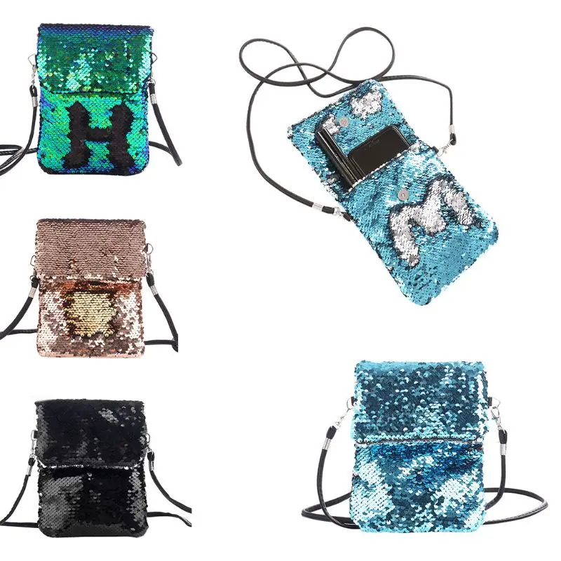 

Women Sequins Crossbody Mobile Phone Shoulder Bag Pouch Case Mini Handbag Card Holder