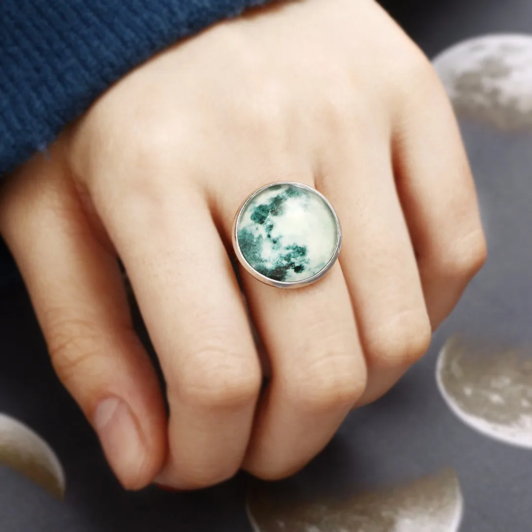Chic Open Adjustable Rings Shellhard Luminous Full Moon Glow In The Dark Finger Ring Bijoux Femme Fashion Jewelry Gifts