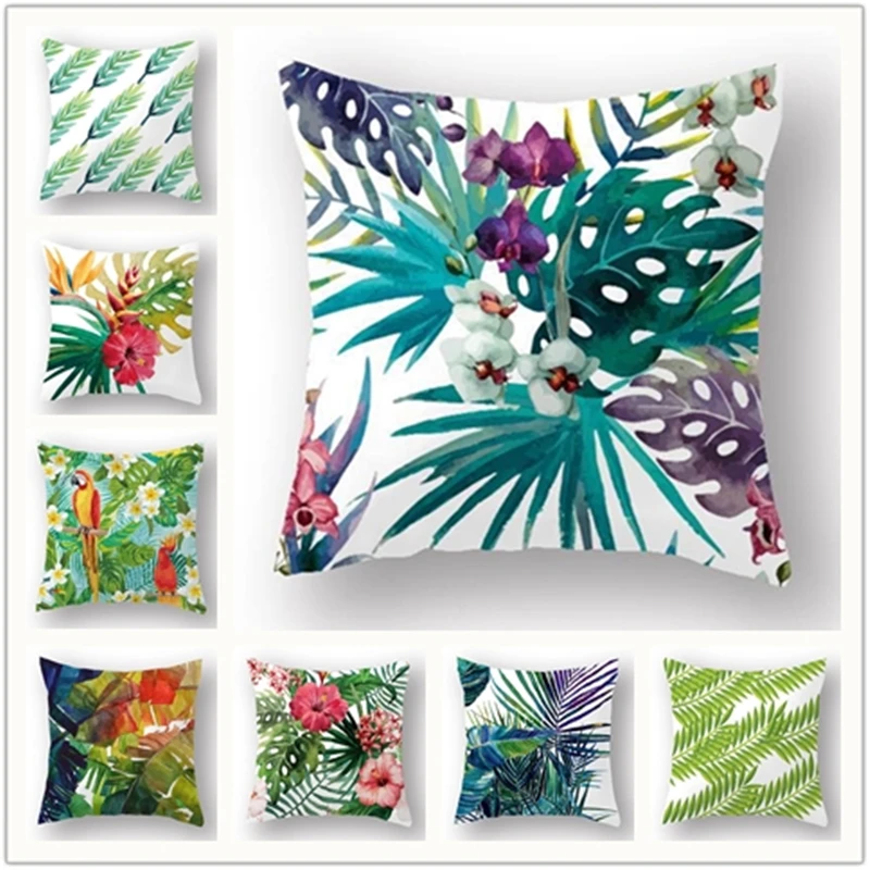 

New Fashion Hawaiian Garden Tropical banana Leaves Palm Leaf Decorative Throw Pillowcases pillow Cushion Covers Sofa Home Decor