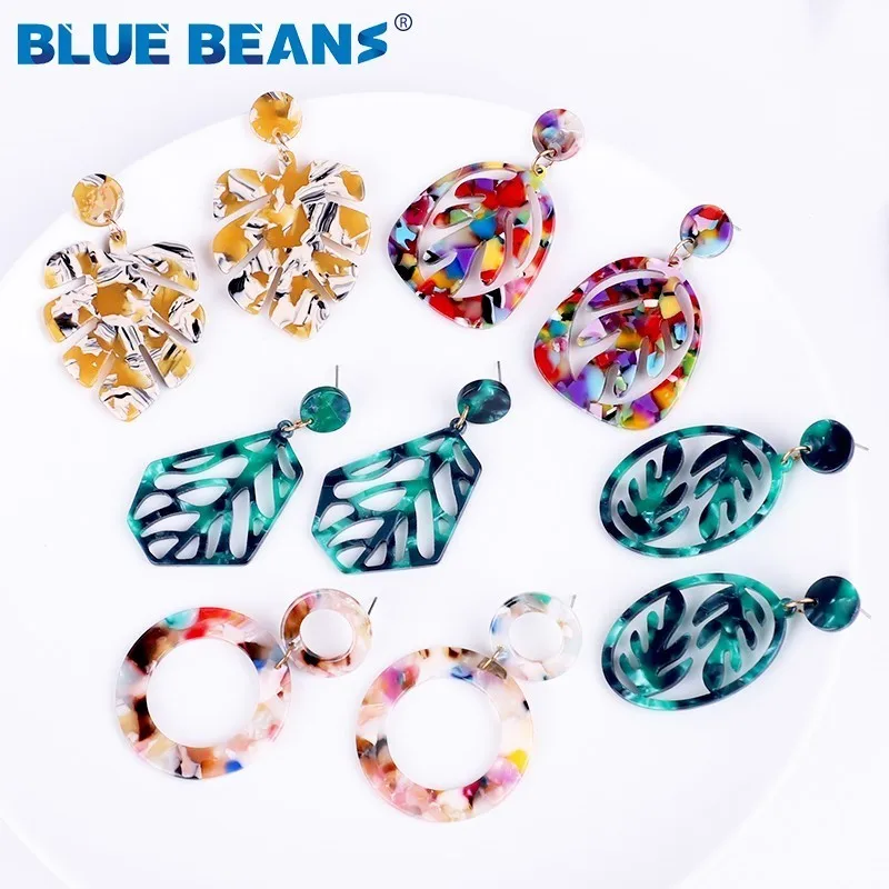 

Earings Fashion Jewelry Bohemian Acrylic Small Cute Women big leaf Earings Dangle Resin Statement Geometric Boho Accessories cc