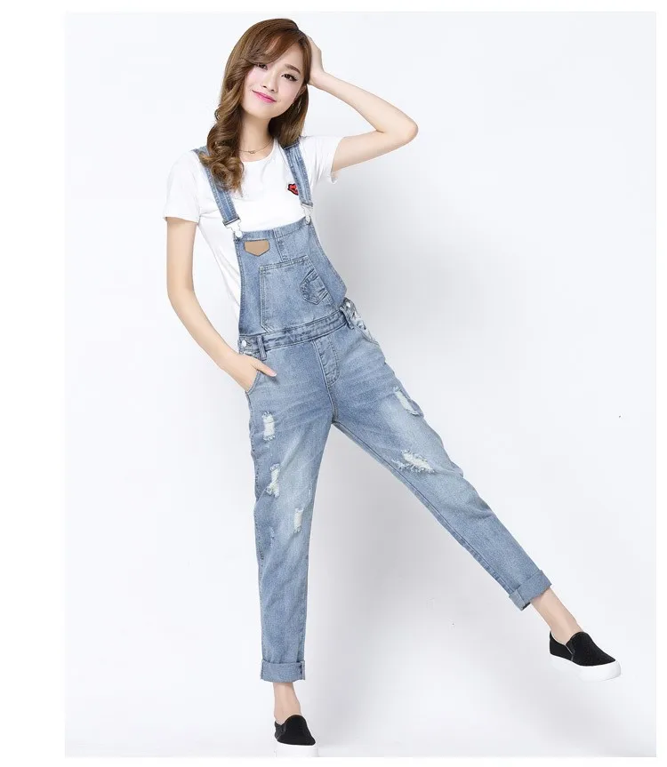 Overalls Washed Casual Hole Jumpsuits Romper Jeans (9)