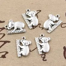 15 pçs encantos koala urso 20x14mm artesanal artesanato pingente que faz o ajuste, vintage tibetano bronze prata cor, diy para pulseira colar