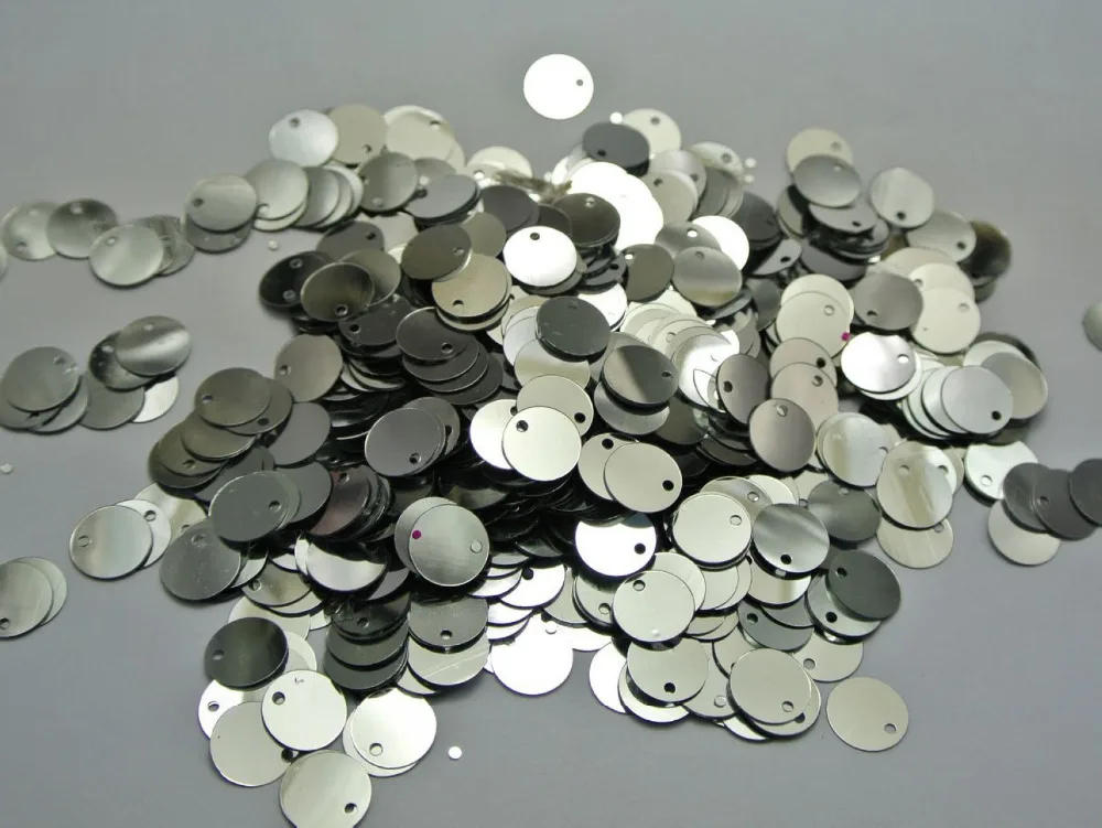 

2000 Silver Flat Round loose sequins Paillettes Top Hole 10mm sewing Wedding craft