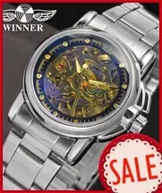 WRL8048M3S7 последняя Winner Мужские автоматические часы со скелетом женская обувь серебристого цвета с подарочной коробке нарядные часы с кожаным ремешком, фабрика компании