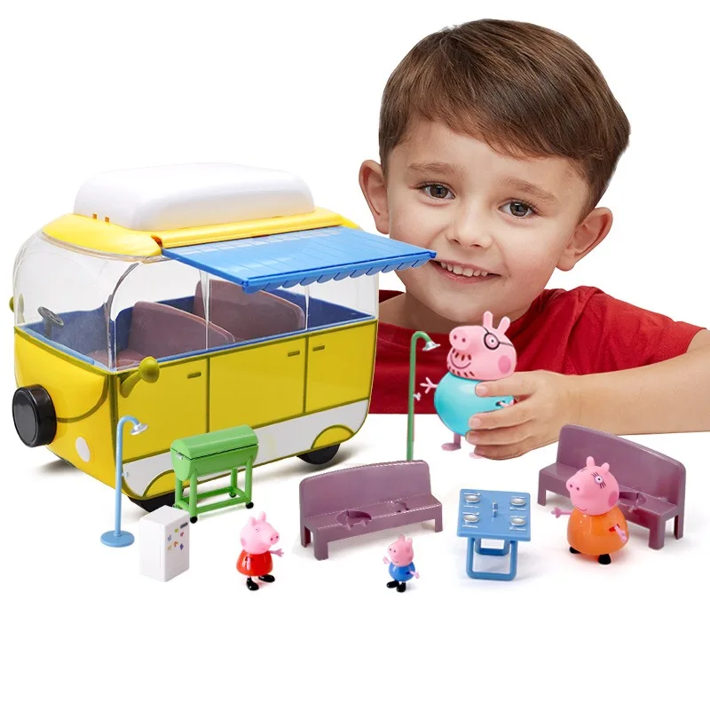 

New Genuine Peppa Pig Peppa's Deluxe Campervan playset With Peppa George daddy mammy Figure & Accessories big size children toy