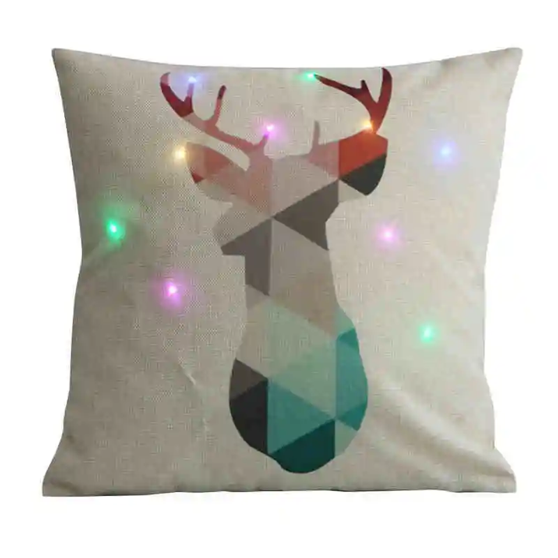 Блестящий светодиодный льняной Рождественский чехол для подушки, хлопковый льняной чехол для подушки для домашнего использования, милые декоративные наволочки для подушки на Хэллоуин - Цвет: led-4