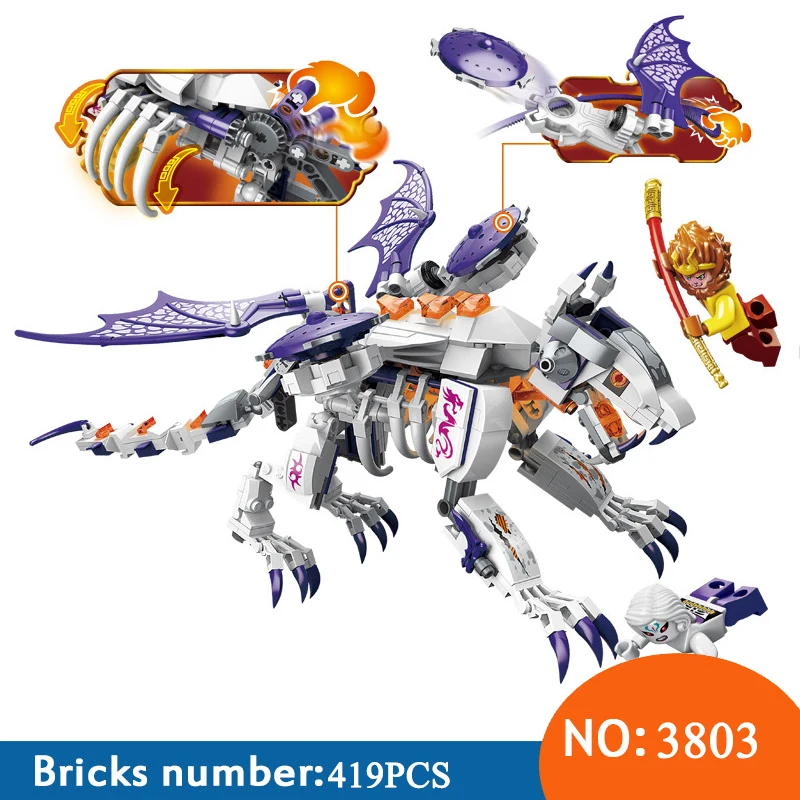 

Enlighten 3803 419pcs Journey West Attack White Bone Flying Dragon Gyro Marvel Building Blocks Toys For Children