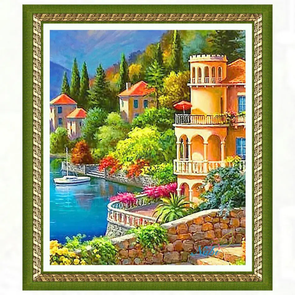 

Square diamond mosaic painting diamond embroidery cross stitch Houses - 5d diy beaded picture beadwork kits 3000R